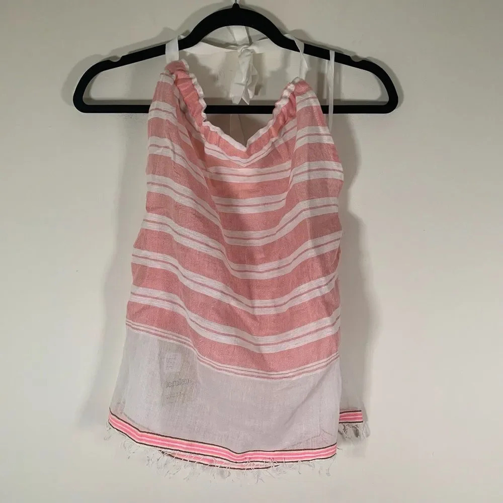 Lemlem Shirt Women’s XS Pink White Striped Halter Blouse Lightweight